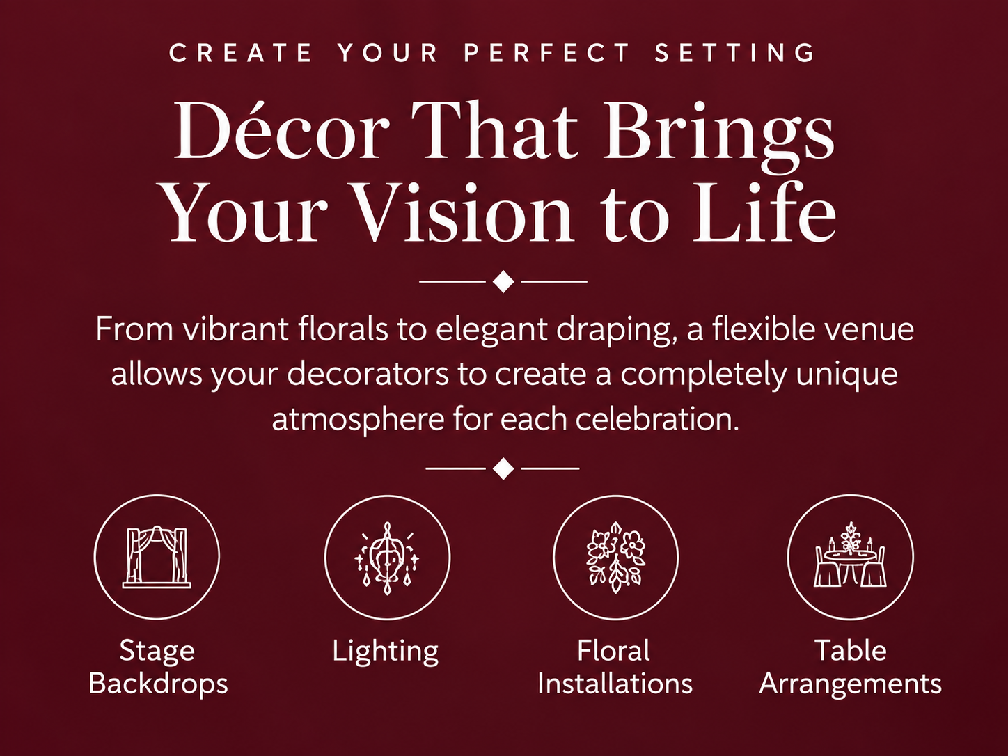 Wedding decor options at Divya Samaroha Calgary