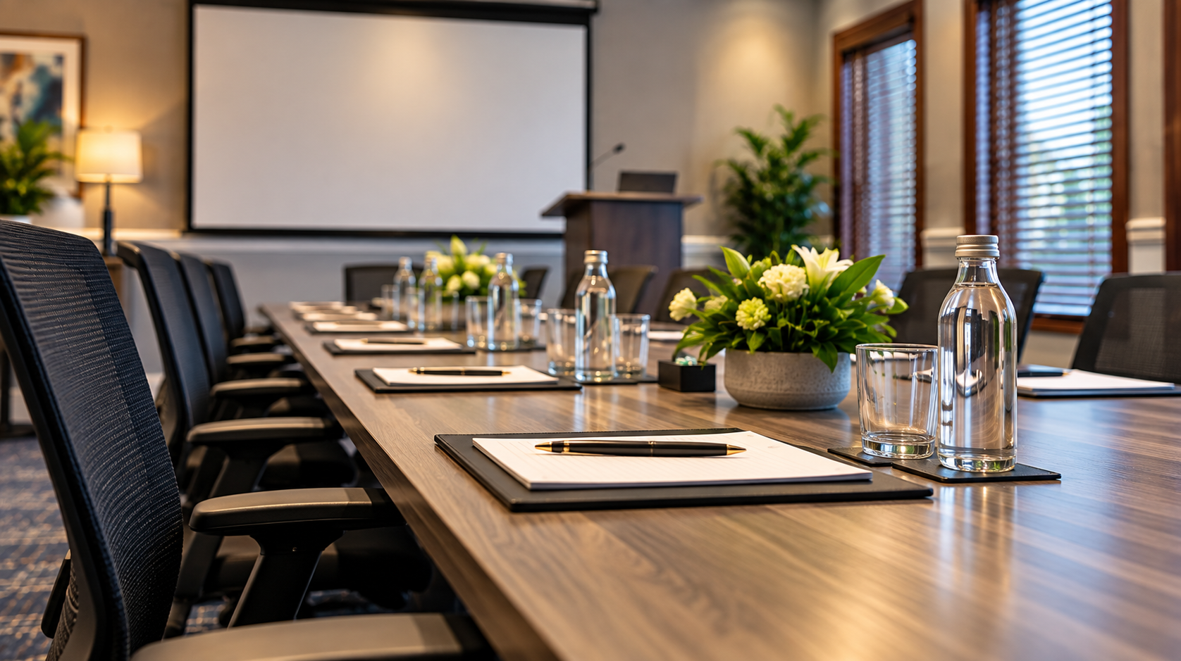 Elegant Conference Table Setup